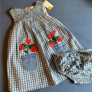 Mini Boden 18-24 months strawberry gingham dress NWT